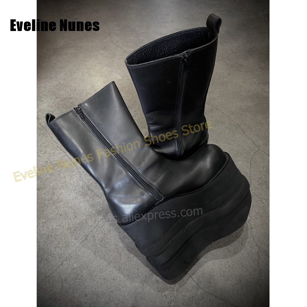 Bota de cano médio com platafo - Street Fashion Y2K avaliação e preço